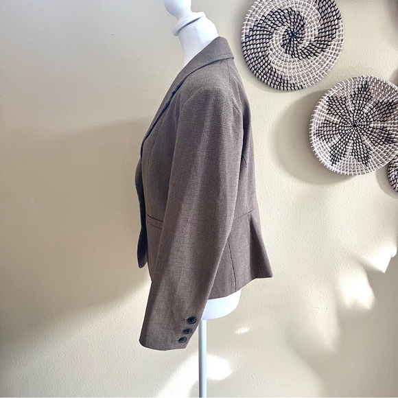 Rafaella Studio Vintage Petite Brown Houndstooth Blazer Suit Jacket - Picture 4 of 10